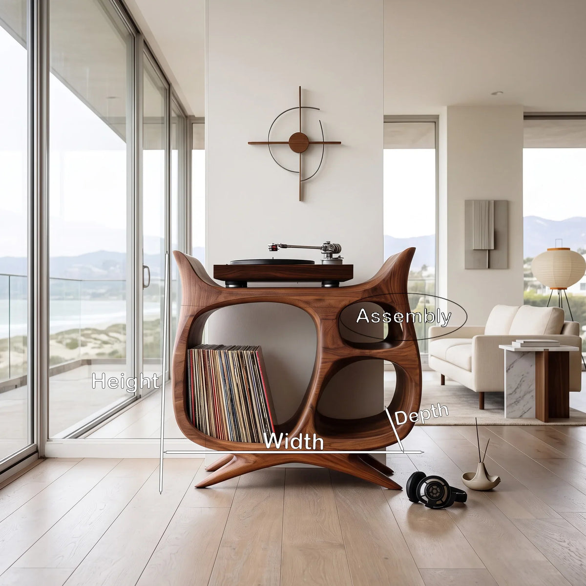 Organic Modern Record Player Cabinet, solid wood, built to order, view 8