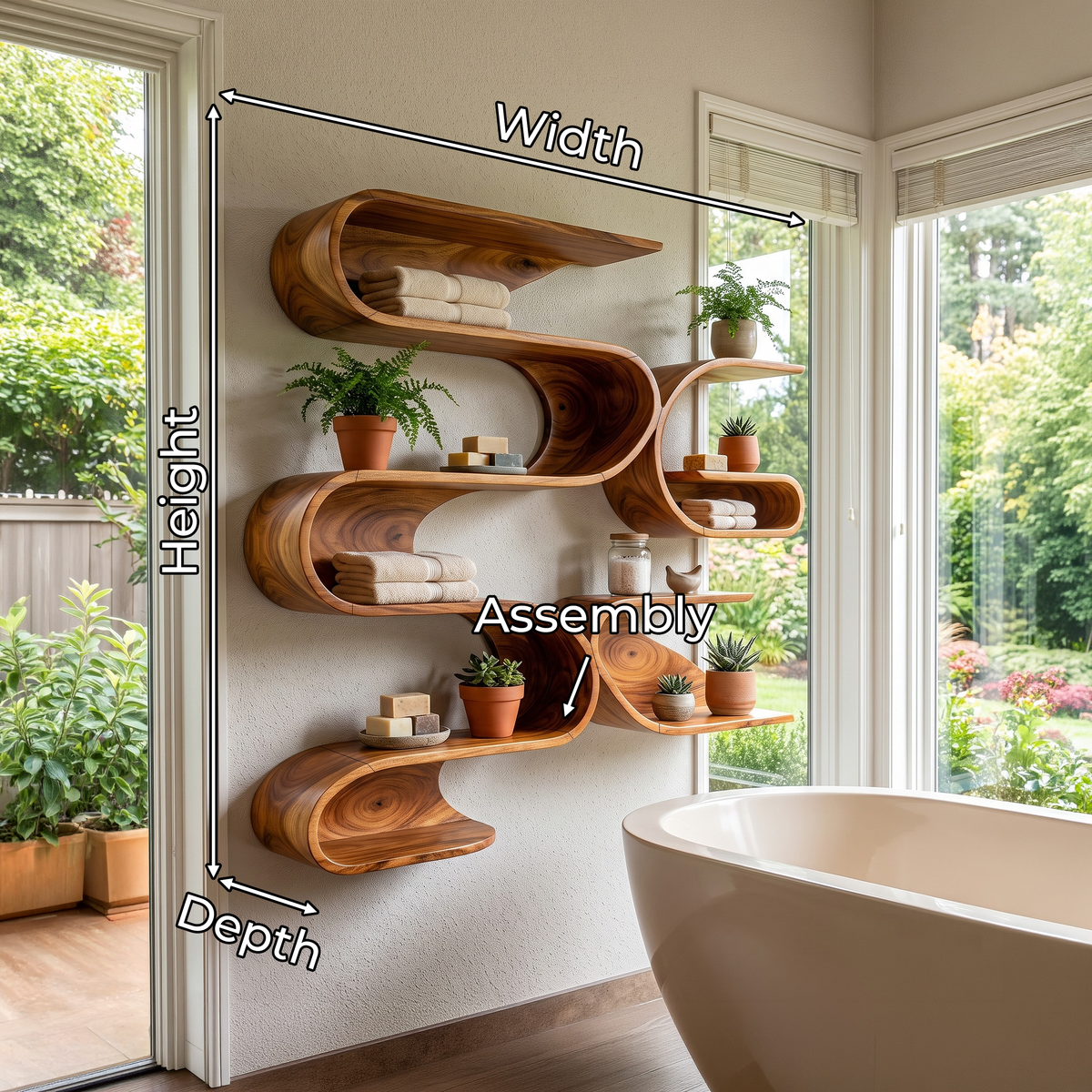 Organic Modern Wall Mounted Shelves, solid wood, built to order, view 8