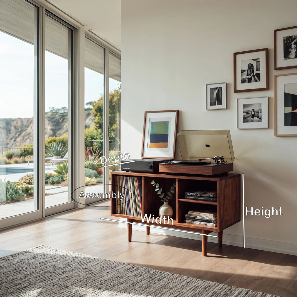 Minimalist Record Cabinet with Four Open Shelves, solid wood, built to order, view 8