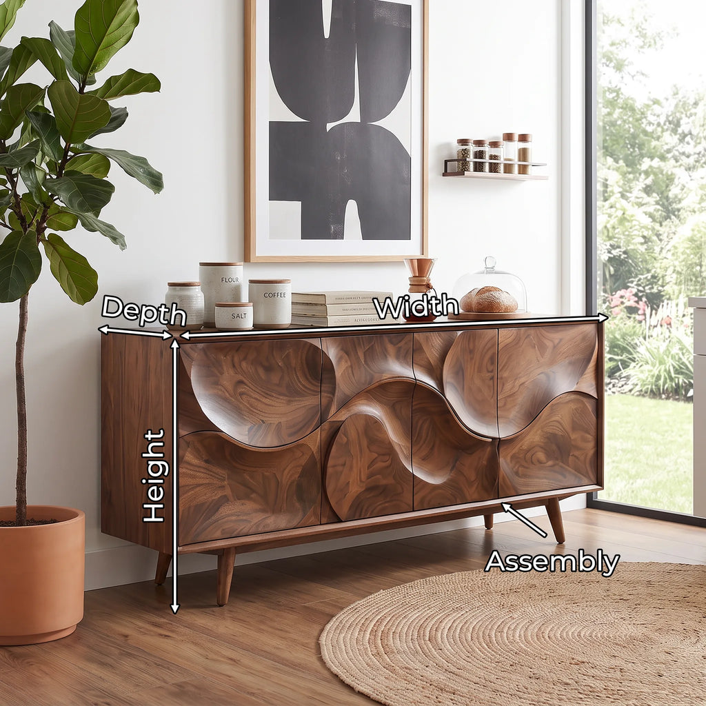 Organic Modern Buffet Cabinet with Storage Kitchen, solid wood, built to order, view 2