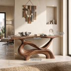 Contemporary Sculptural Base Console Table Hallway, solid wood, built to order, view 8