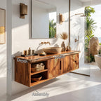 Modern Live Edge Bath Cabinet Garden Retreat, solid wood, built to order