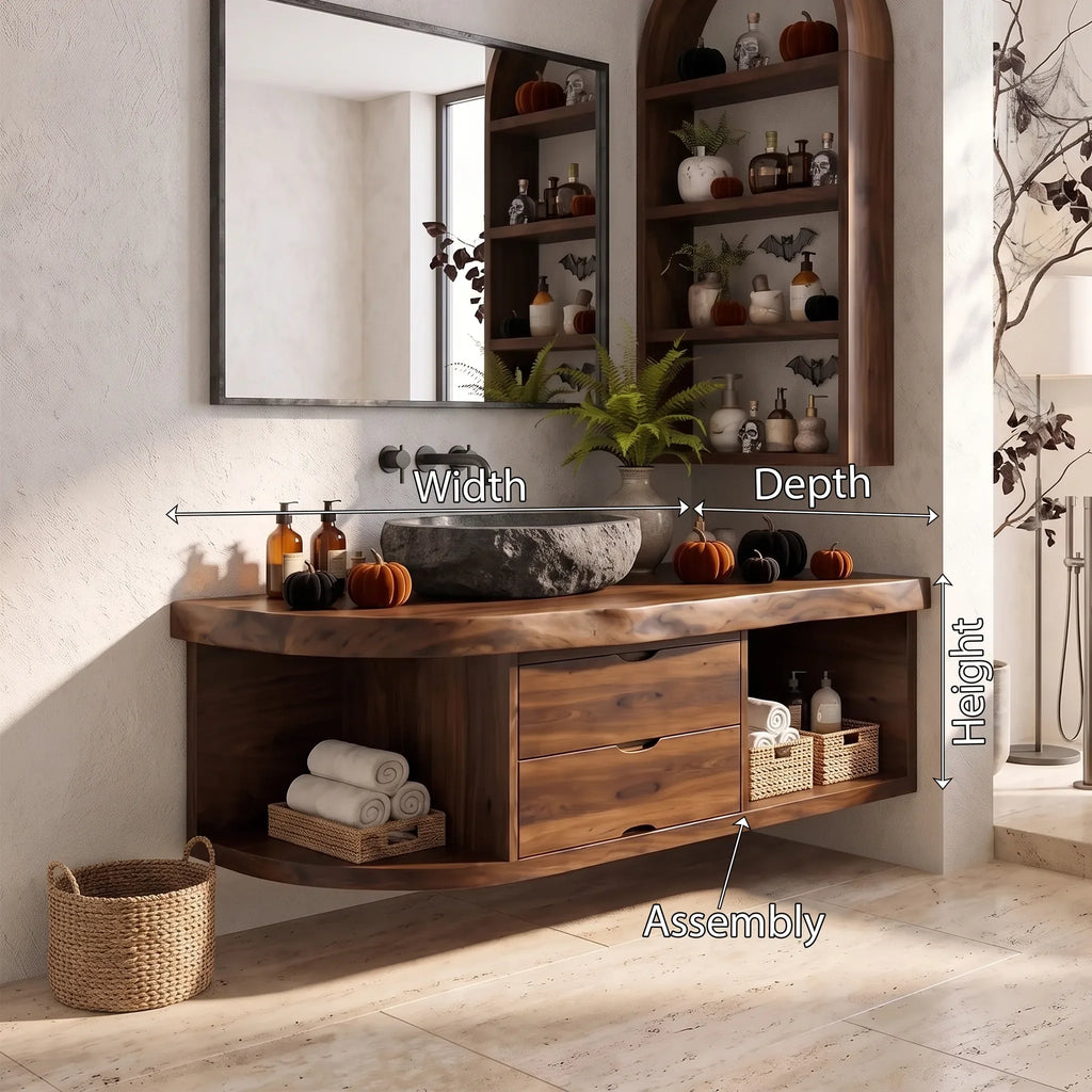 Organic Floating Bathroom Vanity Modern Bathroom, solid wood, built to order, view 8
