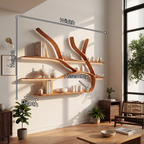 Minimalist Tree Branch Floating Bookshelf, solid wood, built to order, view 8