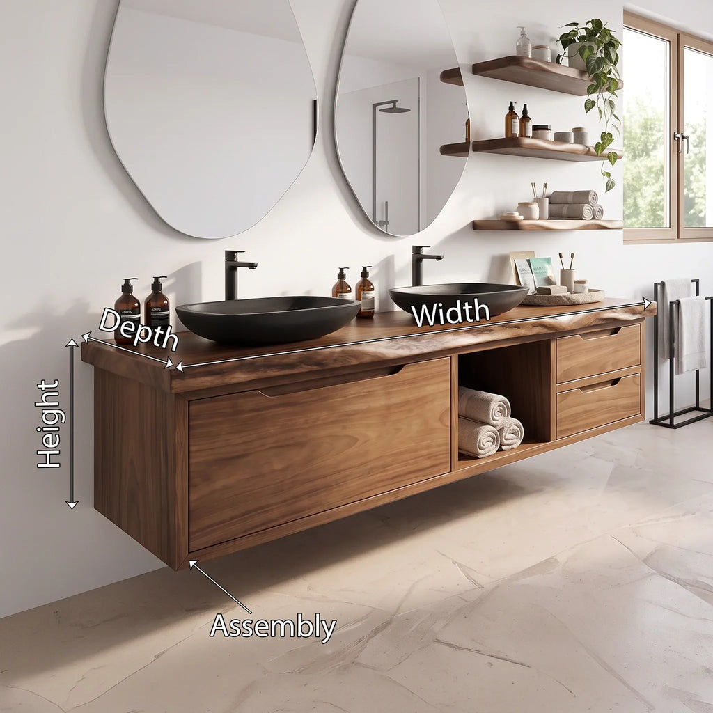 Contemporary Double Sink Bathroom Vanity Ensuite, solid wood, built to order