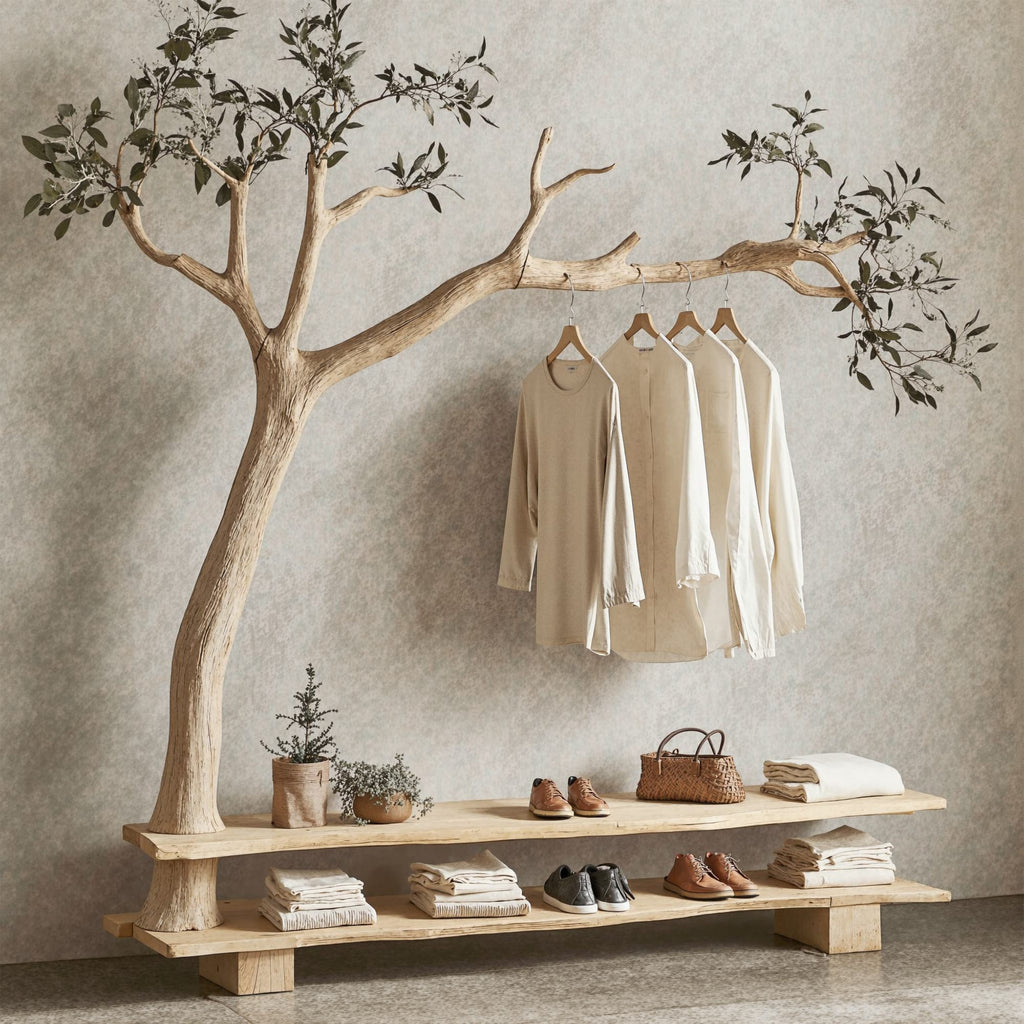 Wall Mount Coat Rack Hall Tree with Bench Shoe Storage, solid wood, built to order