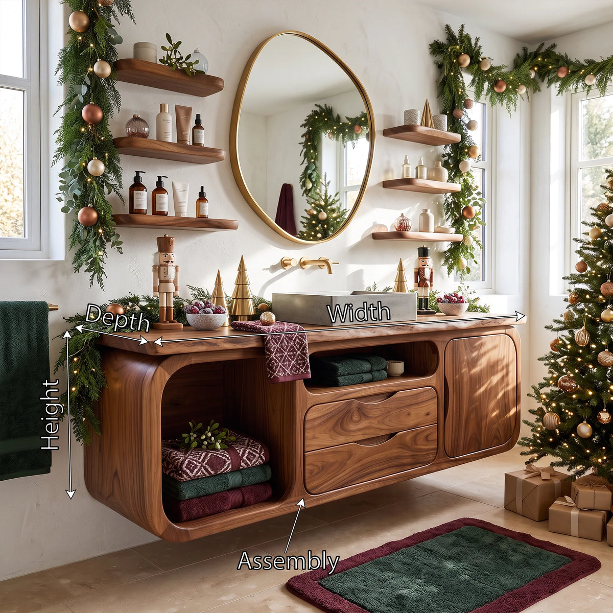 Organic Modern Nutcracker Storage Bathroom Vanity Villa, solid wood, built to order, view 8