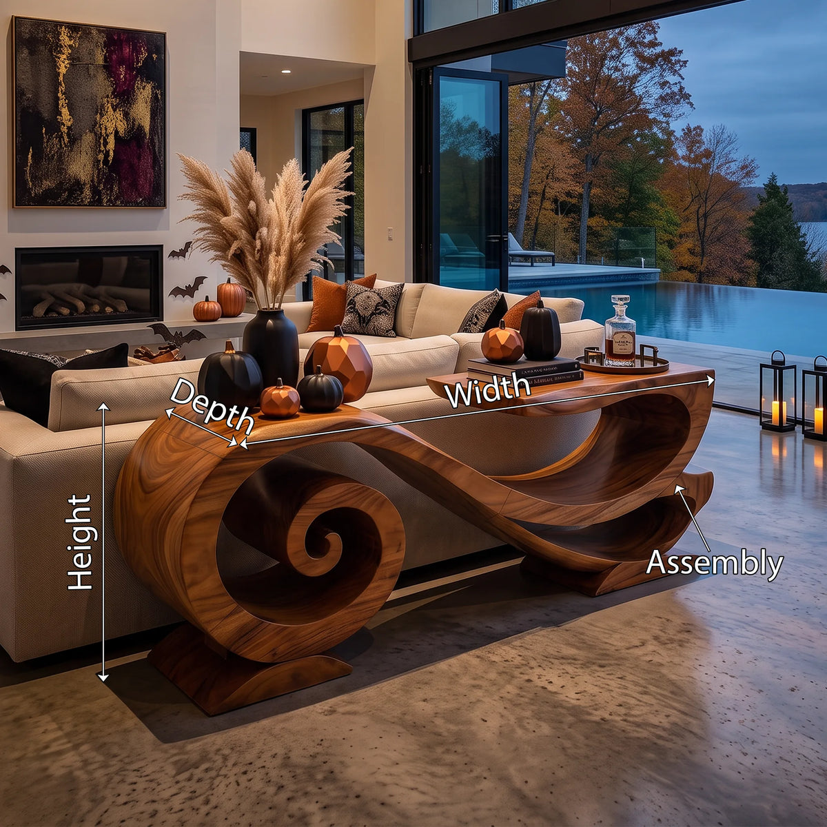 Pumpkin Solid Console Table
