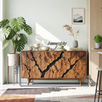 Contemporary Carved Sideboard Cabinet Entryway, solid wood, built to order, view 2