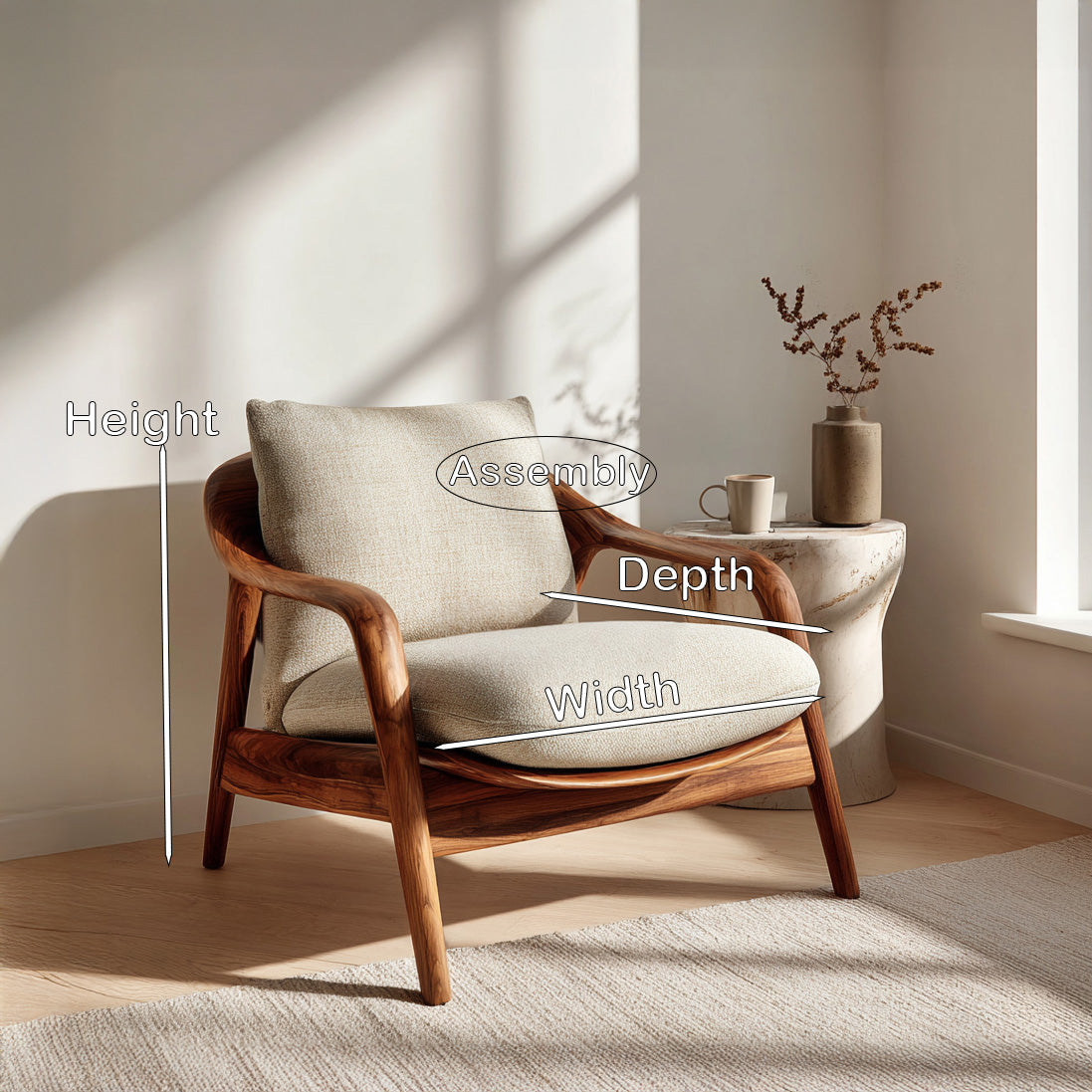 Organic Sculptural Armchair, solid wood, built to order, view 8