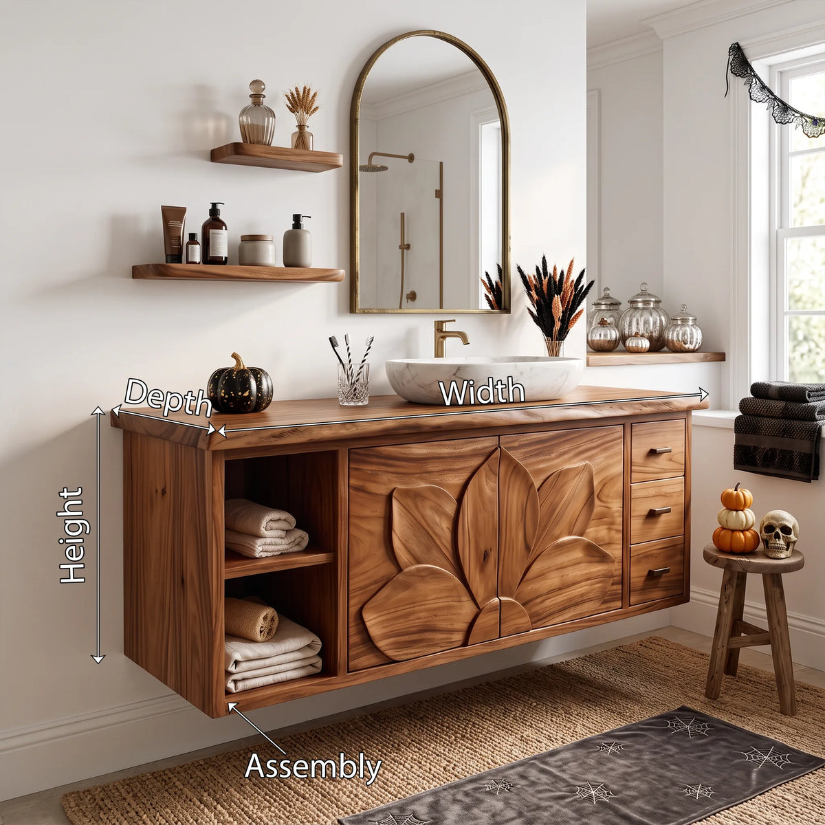 Farmhouse Storage Bathroom Vanity Country Retreat, solid wood, built to order