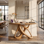 Organic Open Frame Console Table Designer Foyer, solid wood, built to order, view 8