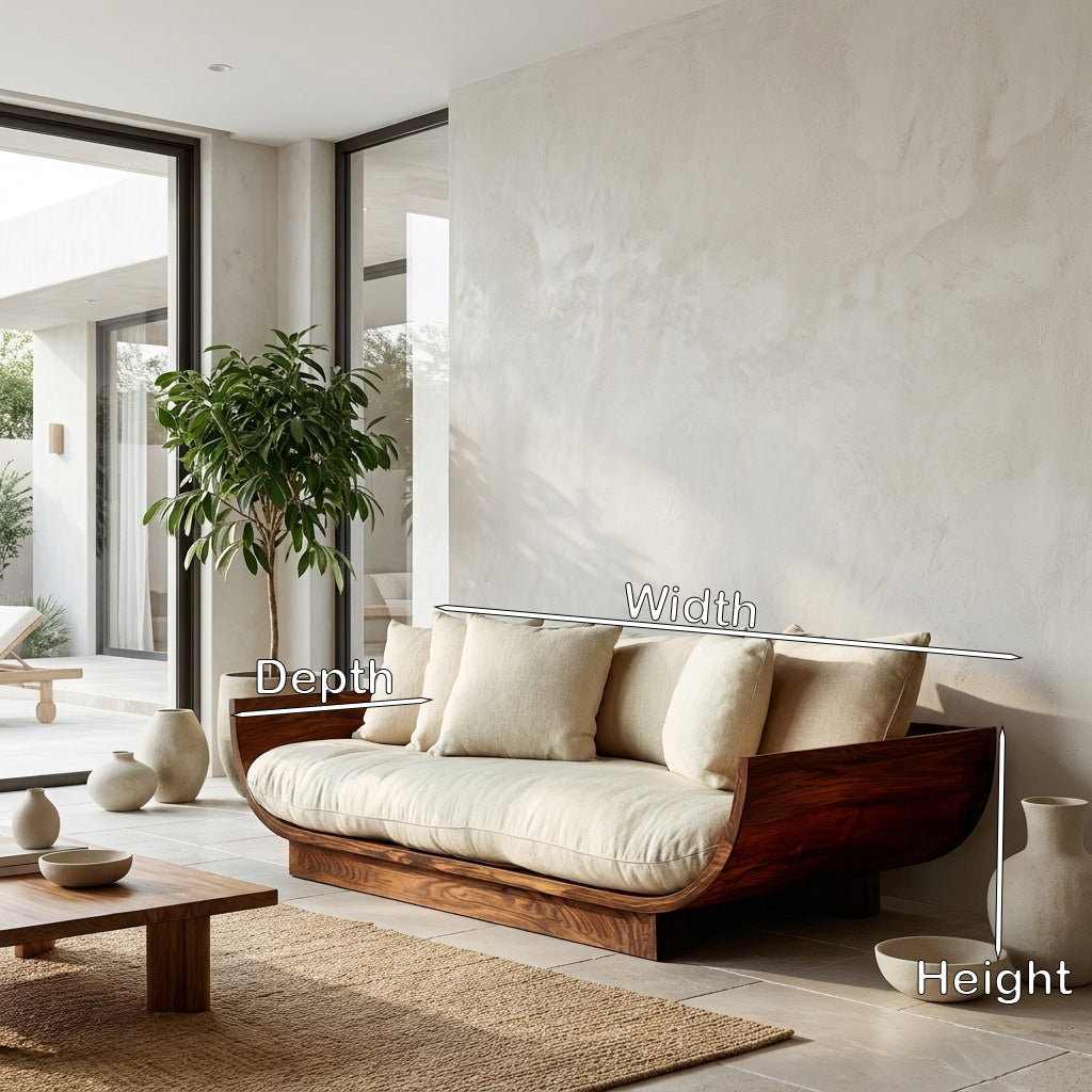 Wooden Sofa with Curved Form, solid wood, built to order, view 8