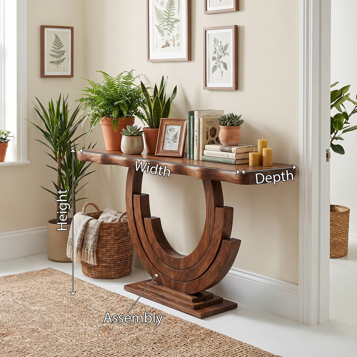 Infinity Console Table Designer Entryway, solid wood, built to order, view 8
