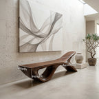 Wooden Bench with Fish Tail Shape, solid wood, built to order