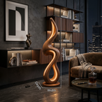 Minimalist Curved Lamp with Shelf, solid wood, built to order, view 8