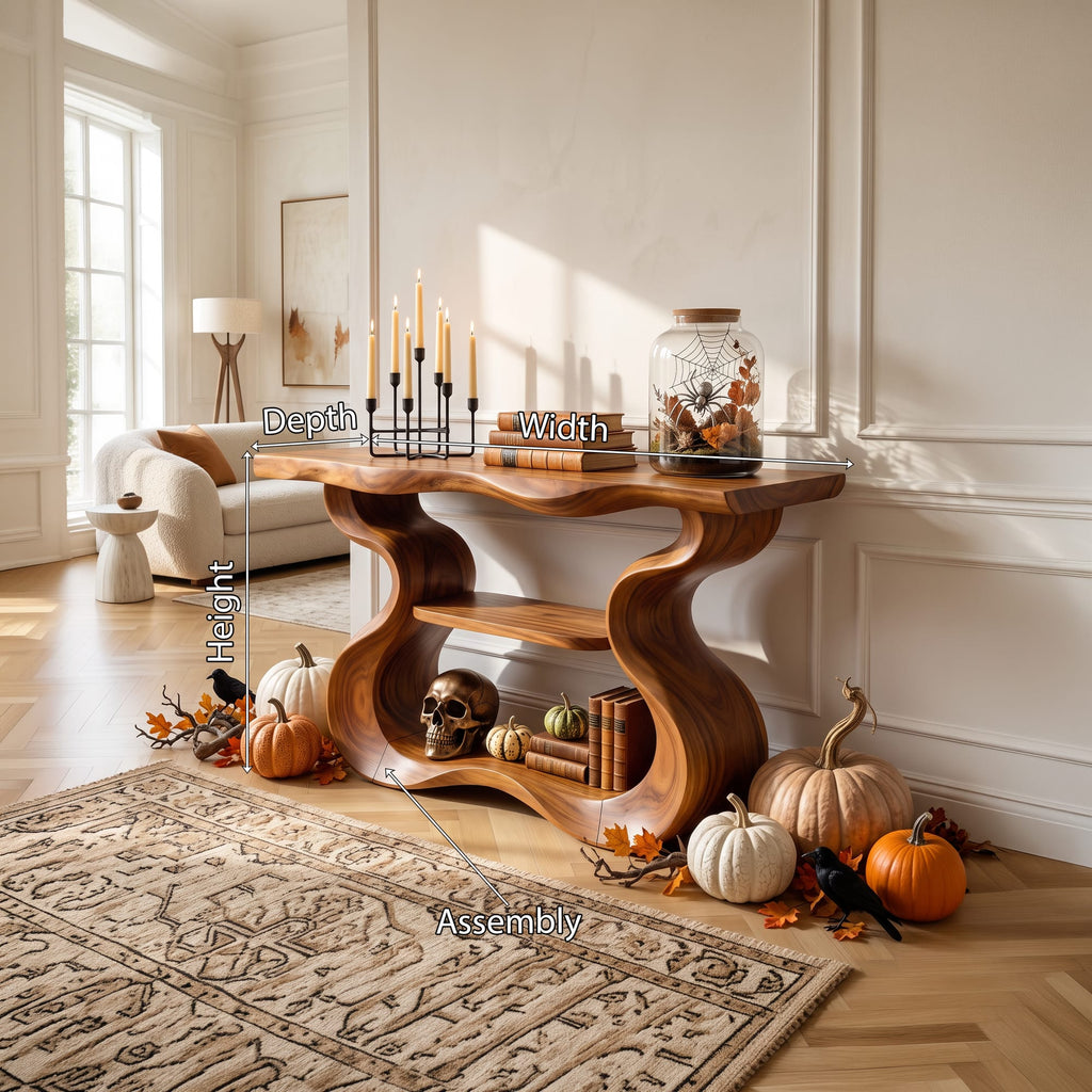 Organic Sculptural Form Console Table, solid wood, built to order
