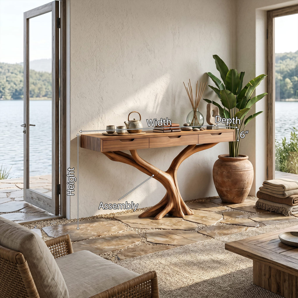 Live Edge Drawer Console Table