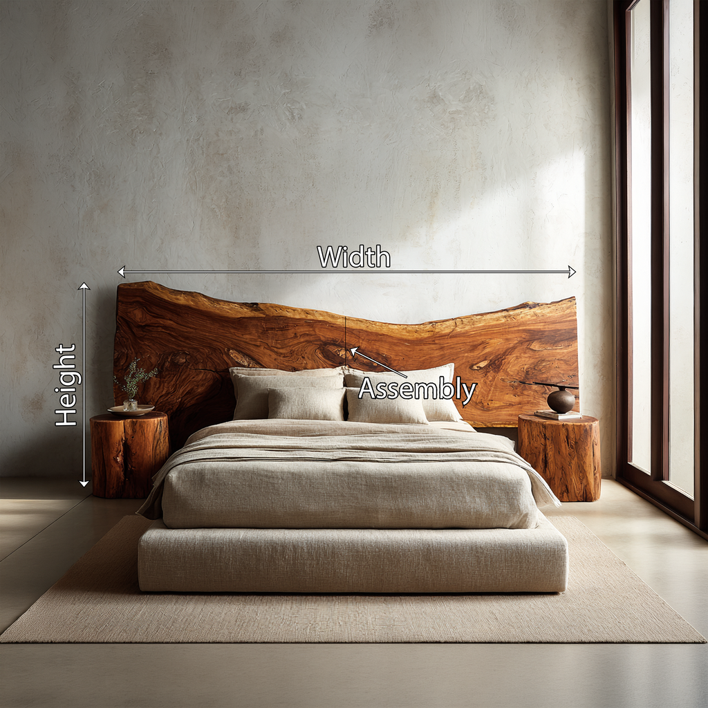 Minimalist Live Edge Headboard, solid wood, built to order, view 8