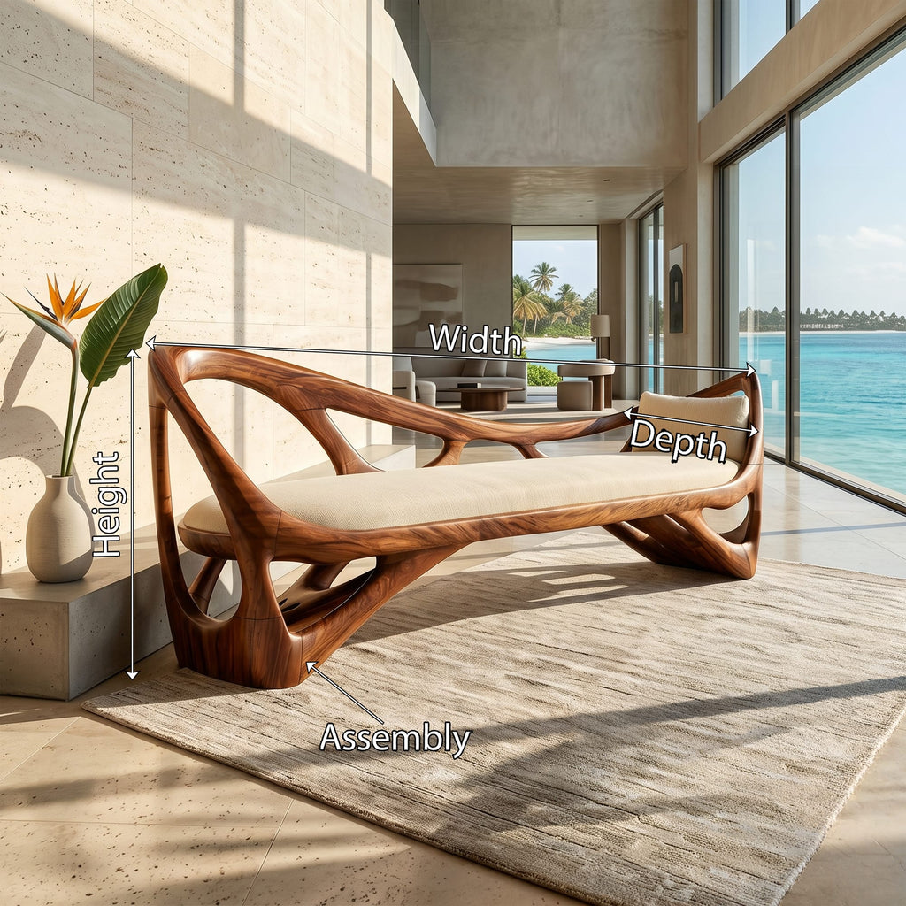 Contemporary Bench Family Room, solid wood, built to order