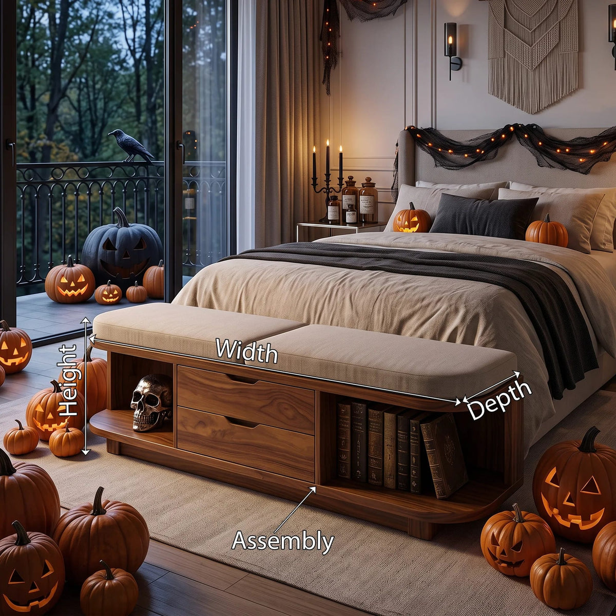 Storage Bench Cushion, solid wood, built to order