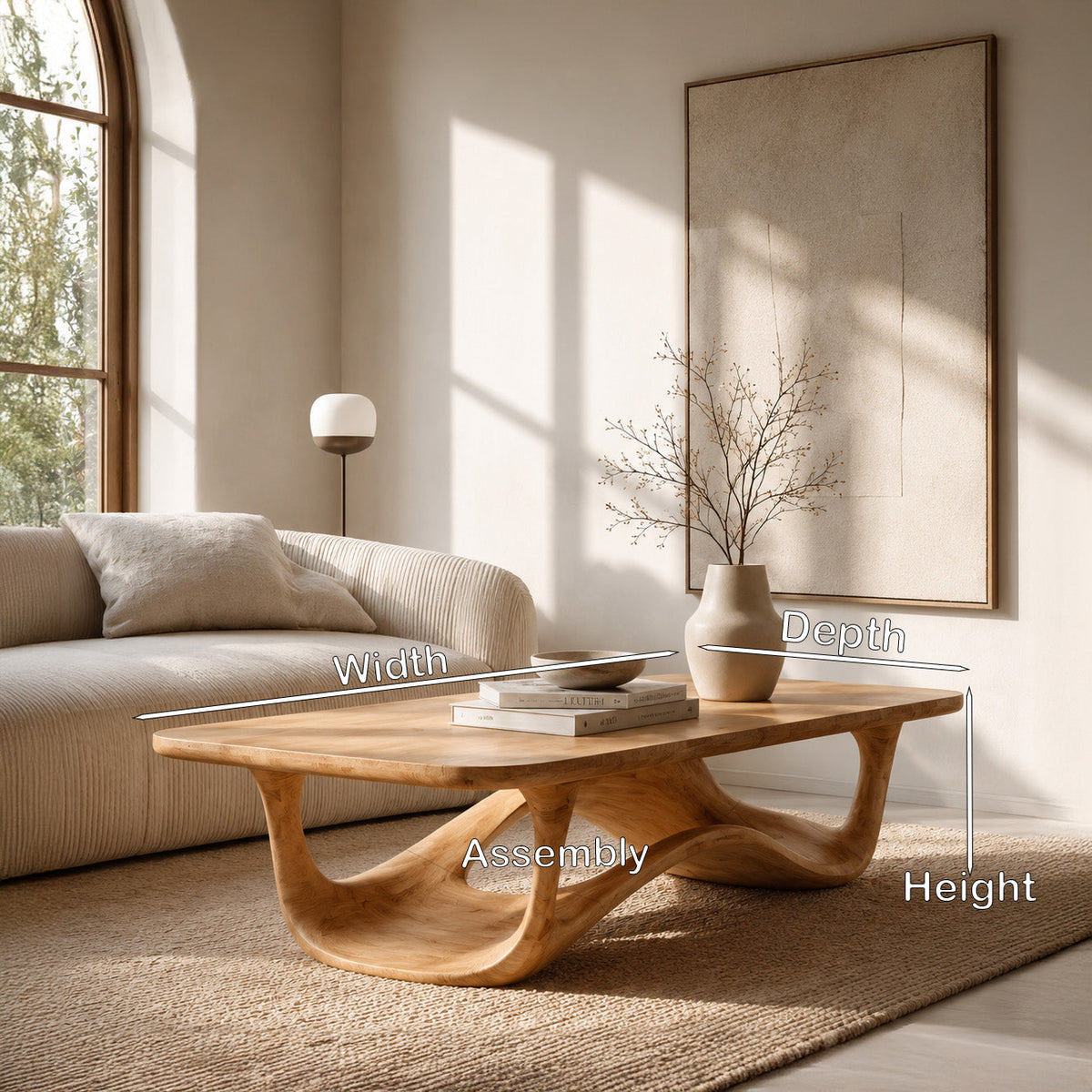 Contemporary Sculptural Coffee Table, solid wood, built to order, view 8