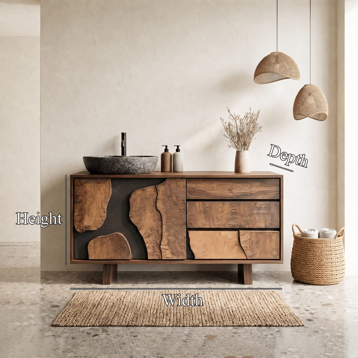 Contemporary Bathroom Cabinet Simple Clean Line Design Bathroom and Vanity Area, solid wood, built to order
