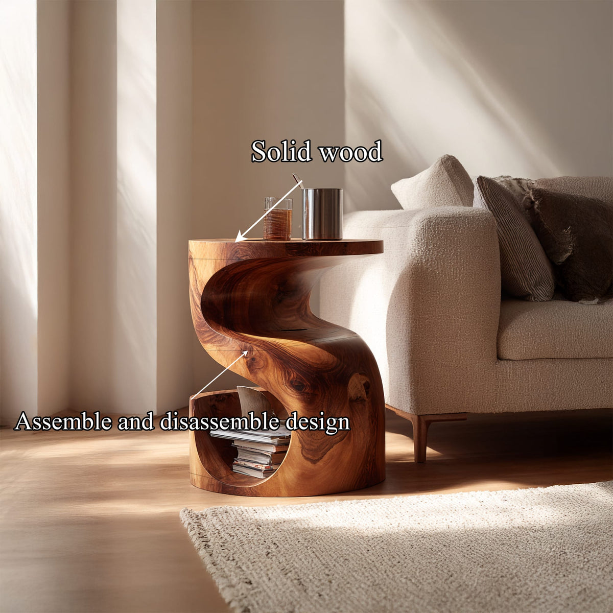 Mid-century Sculptural Mid Century Nightstand