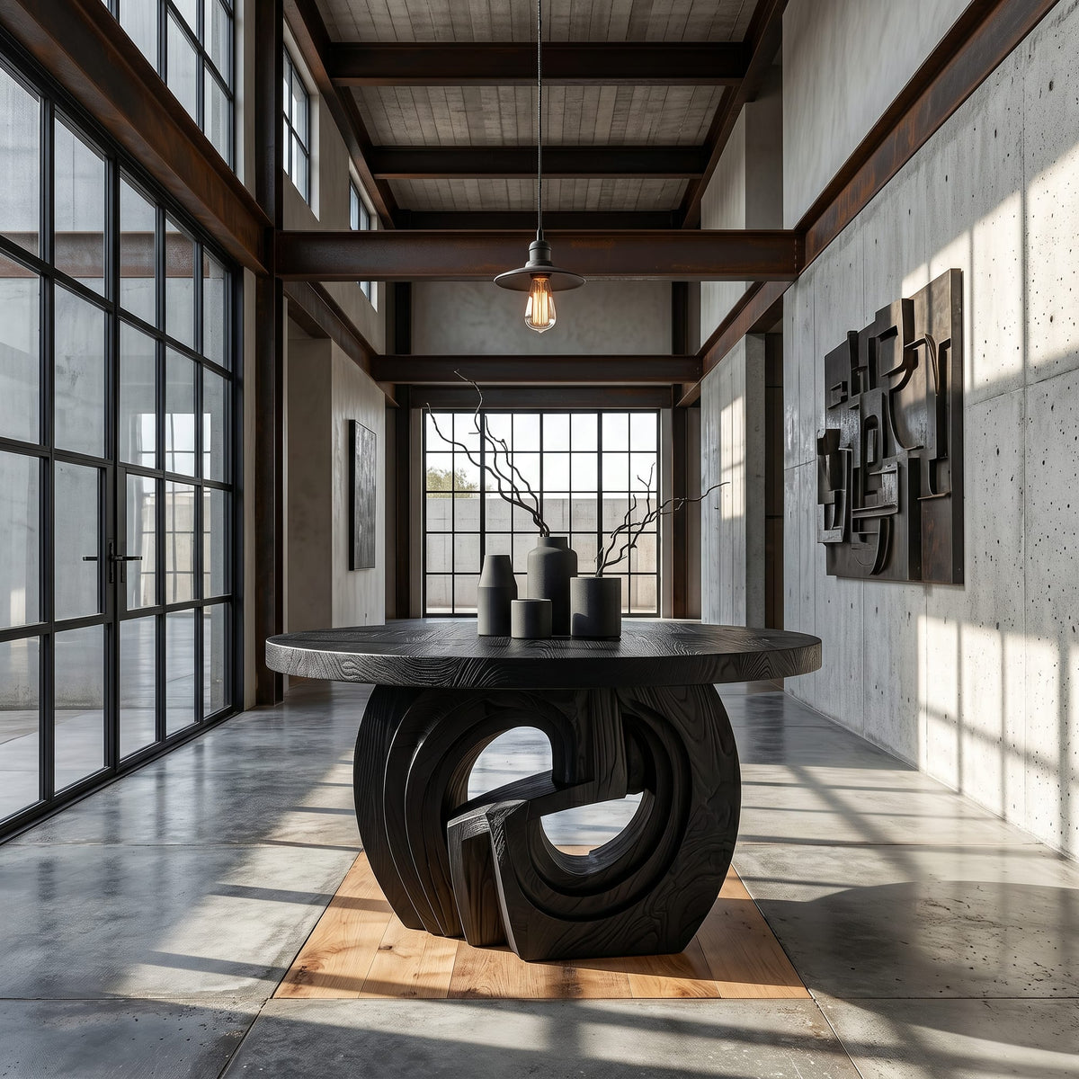 Sculptural Ring Solid Console Table