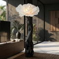Organic Modern Floor Lamp Flower Sculpture, solid wood, built to order, view 4