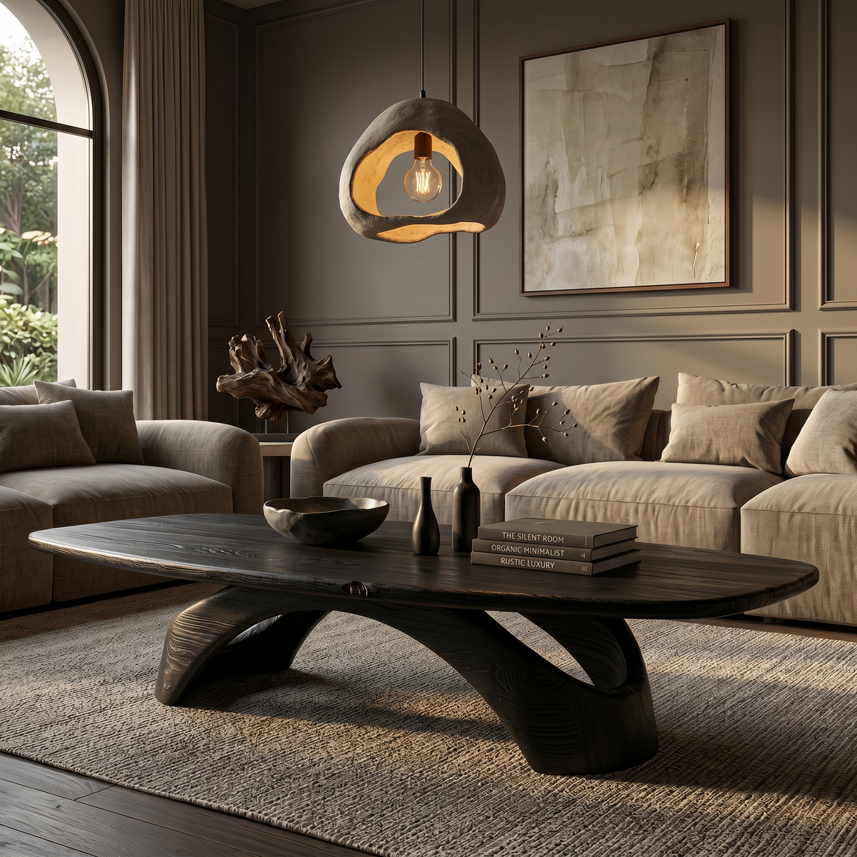 Rustic Coffee Table with Sculptural Base, solid wood, built to order, view 4