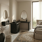 Minimal Organic Vanity Table Makeup Desk Corner L Shape Bedroom and Vanity Area, solid wood, built to order, view 4