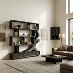 Contemporary Bookcase with Storage, solid wood, built to order