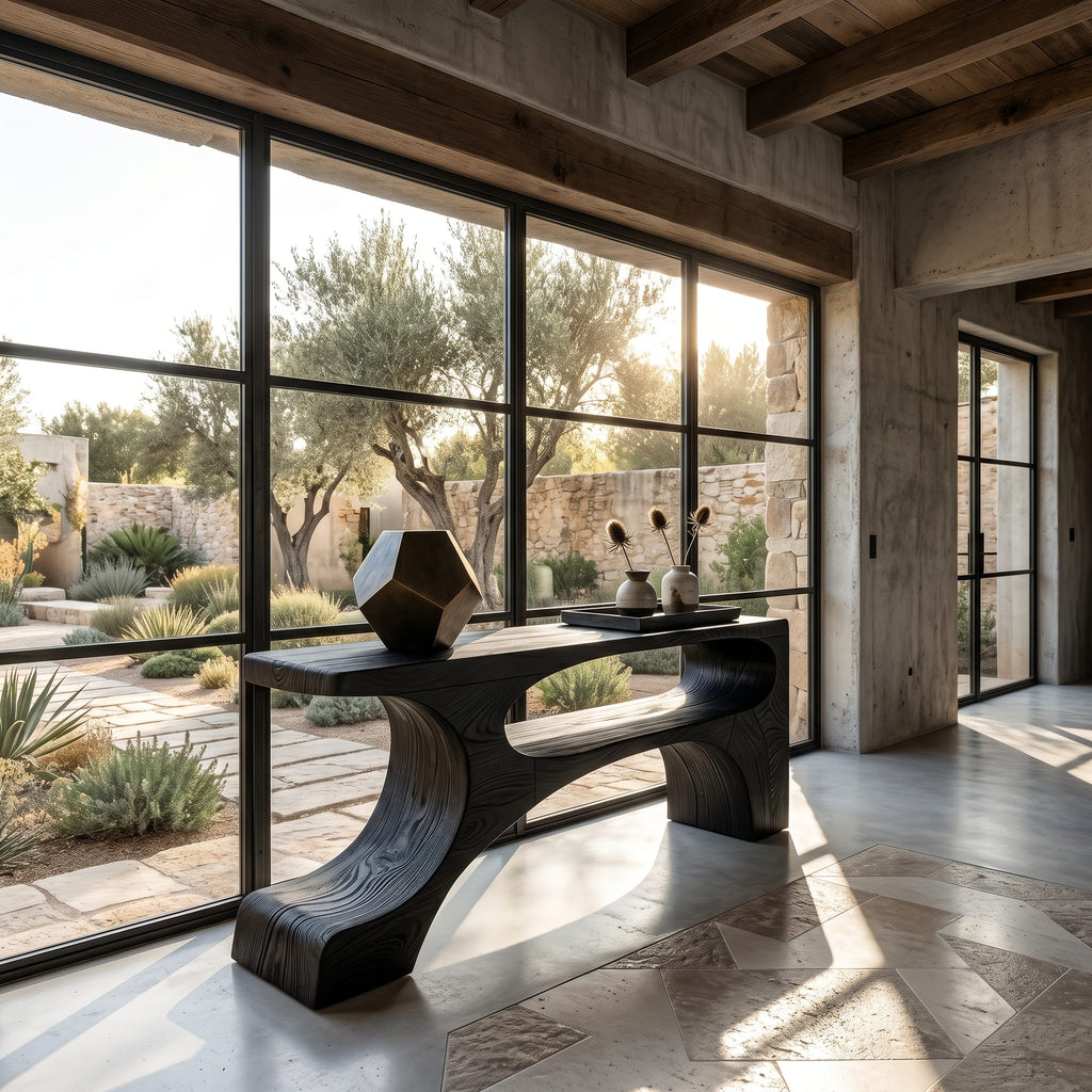 Contemporary Pedestal Console Table