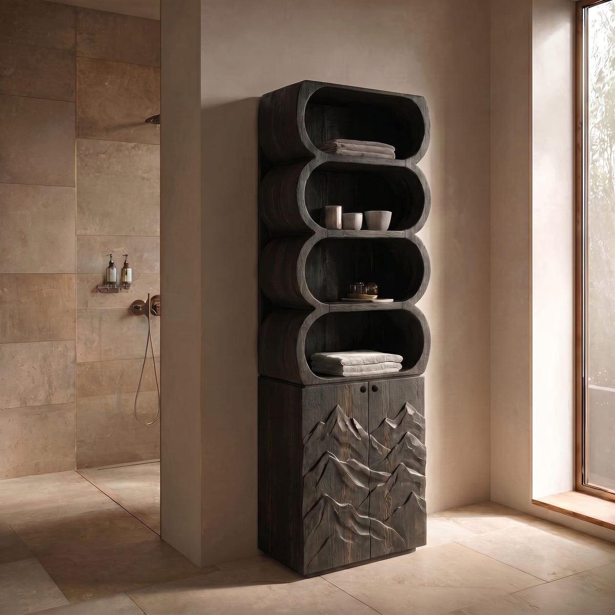 Sculptural Round Bath Shelf
