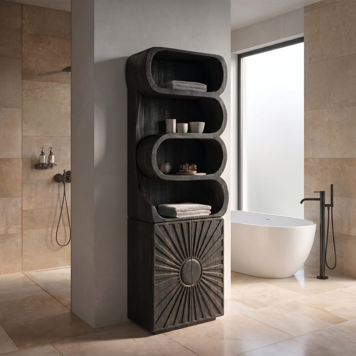 Sculptured Storage Bath Shelf