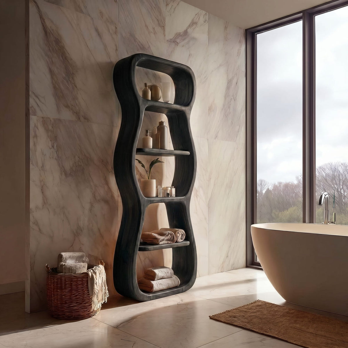 Sculptural Contemporary Bath Shelf