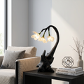 Modern Floral Table Lamp with Sculptural Base, solid wood, built to order, view 4