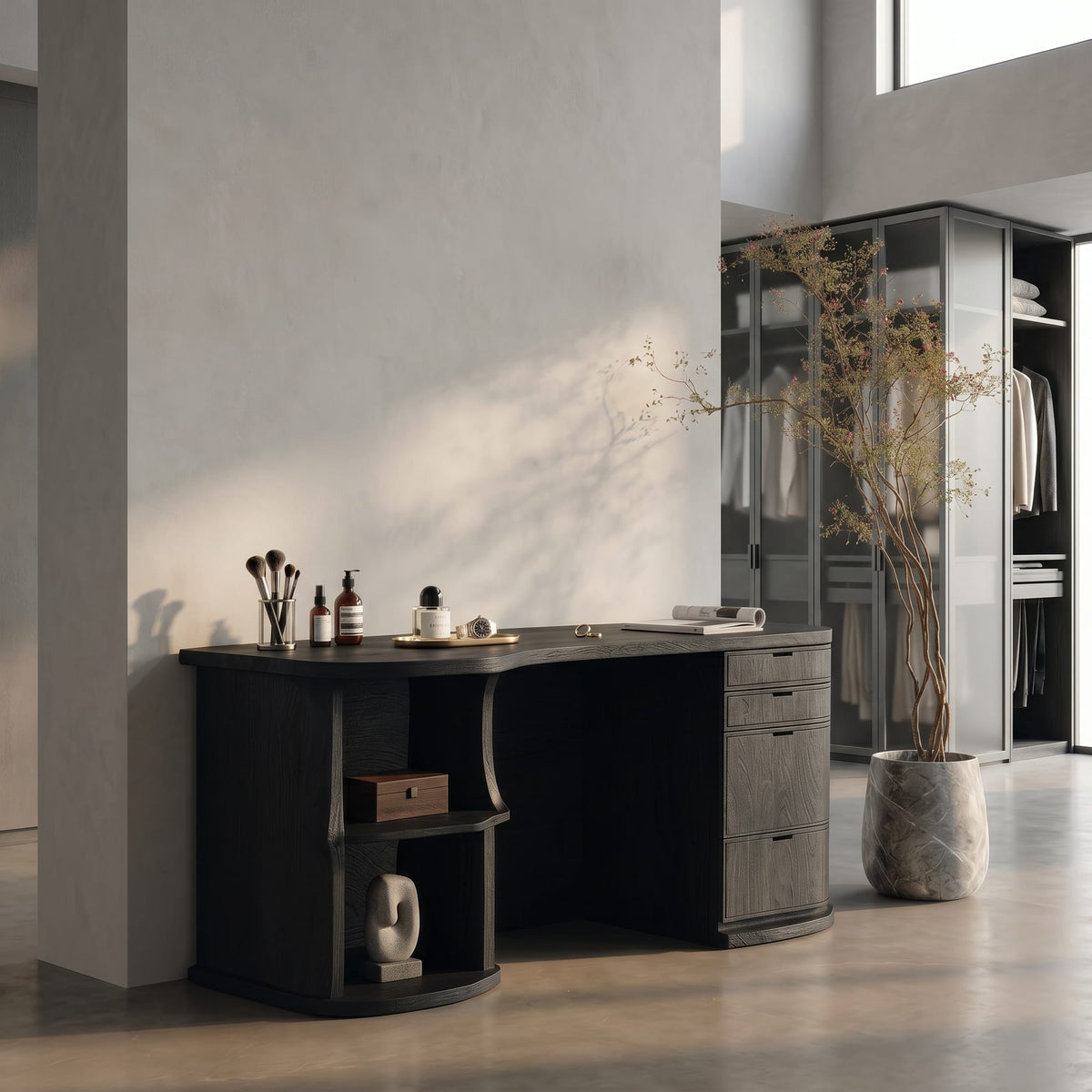 Solid Storage Makeup Vanity