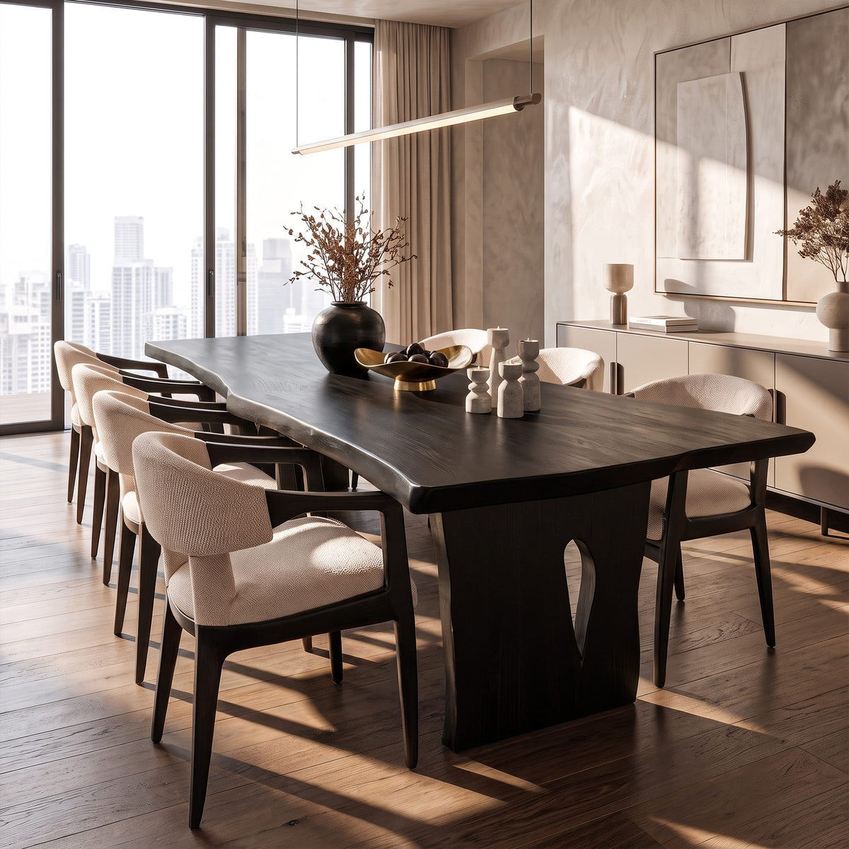 Contemporary Dining Table with Freeform Top, solid wood, built to order