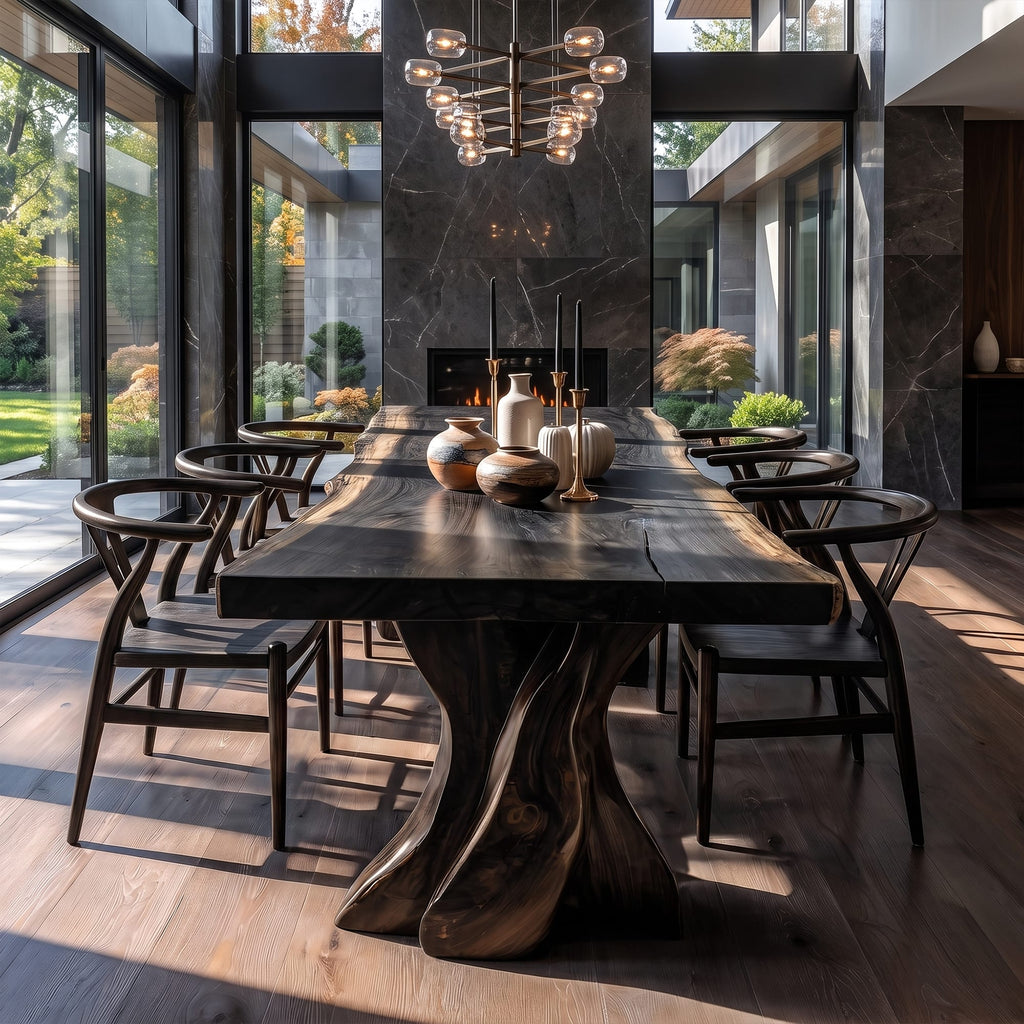 Contemporary Dining Table with Tree Form Base, solid wood, built to order