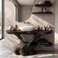 Organic Bathroom Vanity with Sculptural Tree Root Base, solid wood, built to order, Black finish