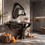 Contemporary Single Bathroom Vanity with Branch Inspired Base, solid wood, built to order