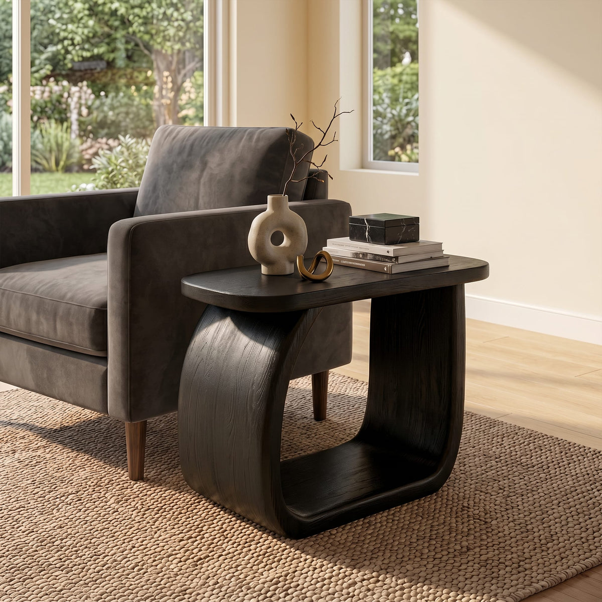 Curved Open Frame Nightstand