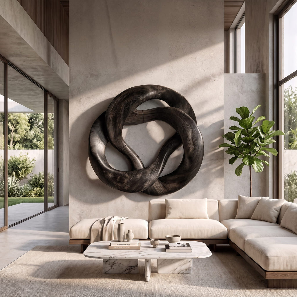 Mid Century Swirl Wall Art, solid wood, built to order