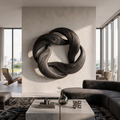 Abstract Circular Loop Wall Art, solid wood, built to order, Black finish