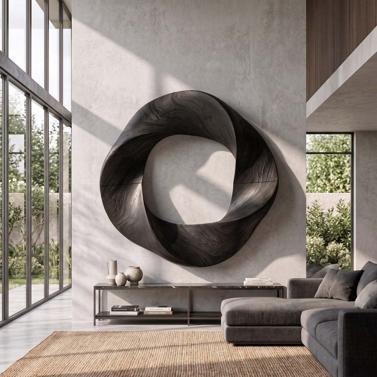 Contemporary Interlocking Circle Wall Art, solid wood, built to order