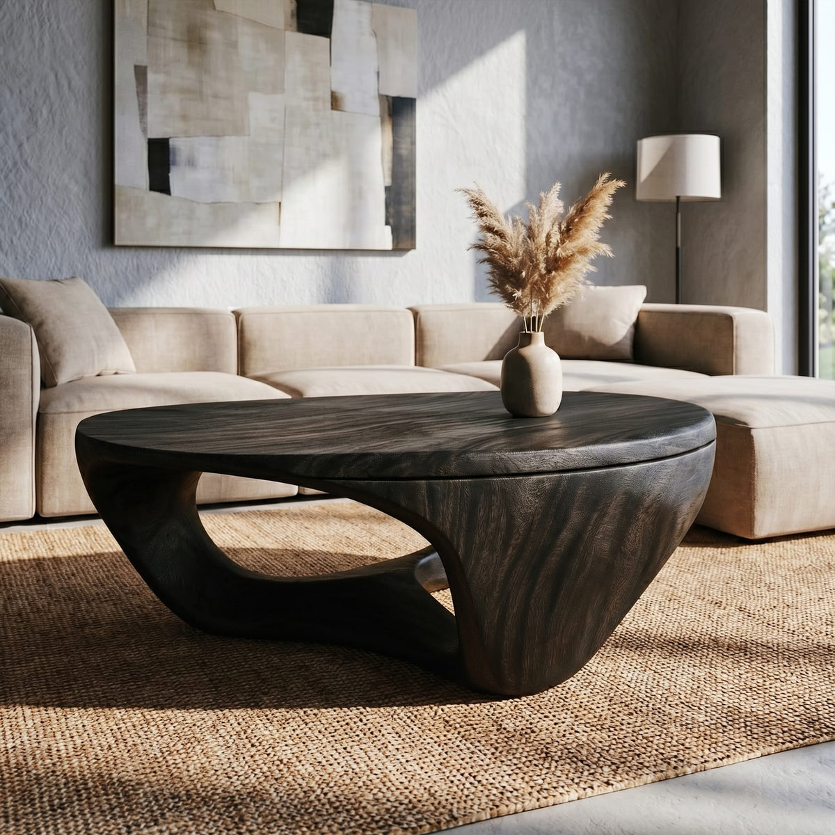 Contemporary Sculptural Coffee Table, solid wood, built to order