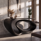 Console Table Sculptural Open Loop Base, solid wood, built to order, Black finish