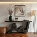 Wave Console Table Solid Soft Curved Shape Living Room and Entryway, solid wood, built to order, Black finish
